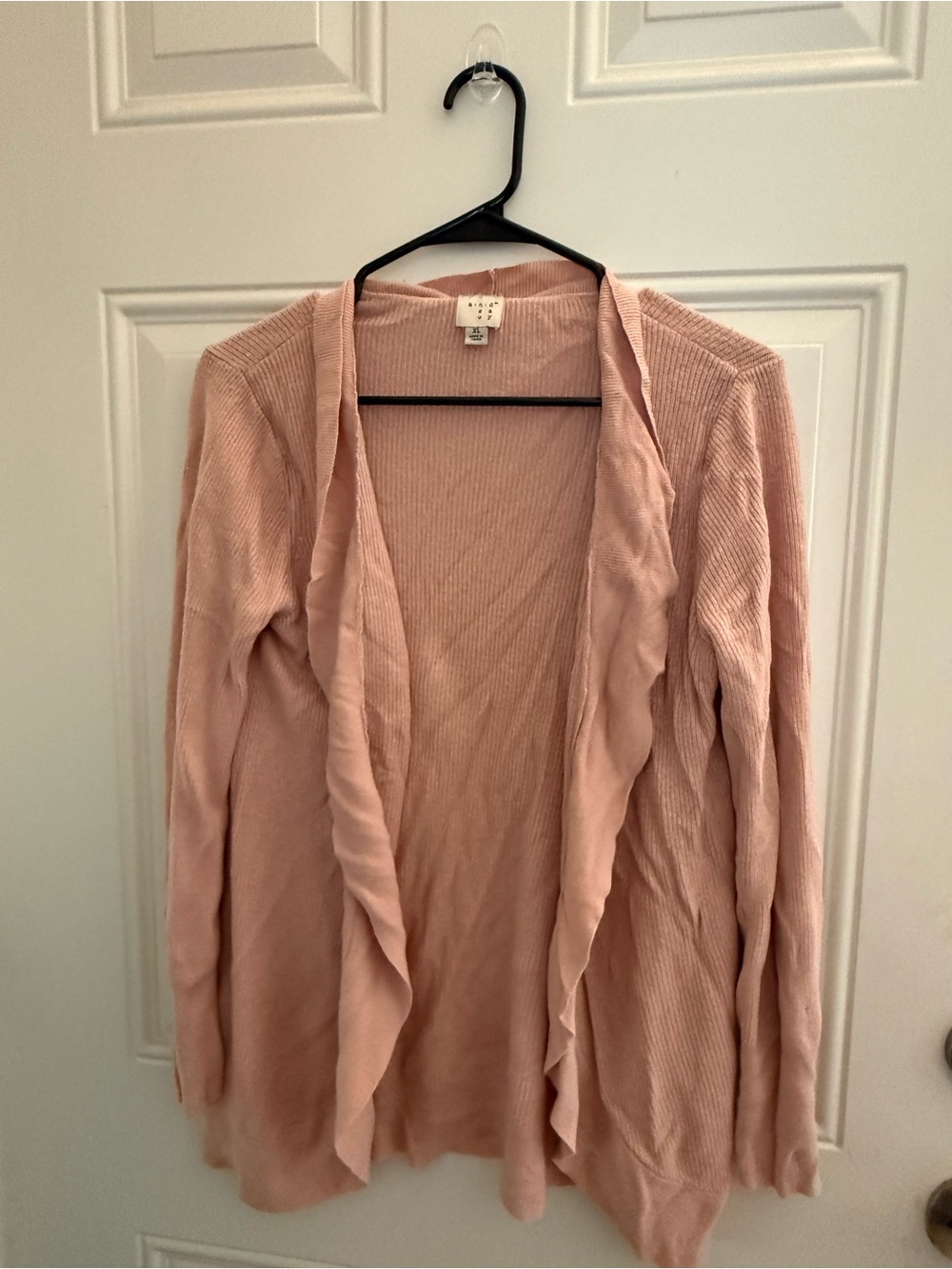 A New Day Blush Pink Ribbed Waterfall Cardigan XL